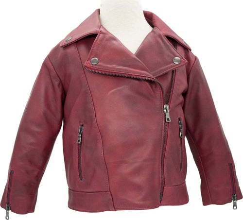 Gaia---Chiodo-Bambina-Bordeaux-in-vera-pelle