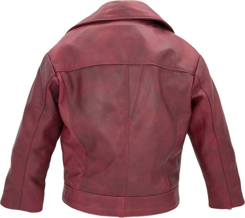 Gaia---Chiodo-Bambina-Bordeaux-in-vera-pelle