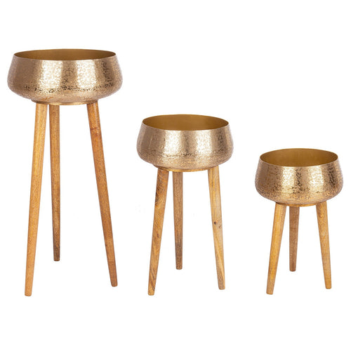 Portavaso decorativo Varanasi natalizio in legno di mango Set 3