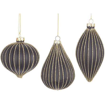 Pendagli per albero di Natale in vetro decorato color Dreamy Nero