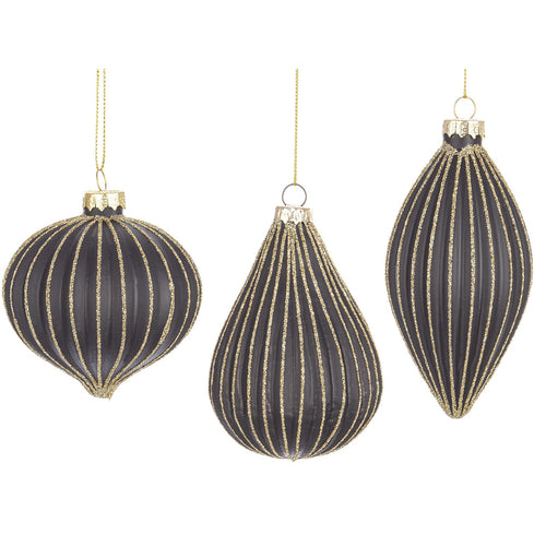 Pendagli per albero di Natale in vetro decorato color Dreamy Nero