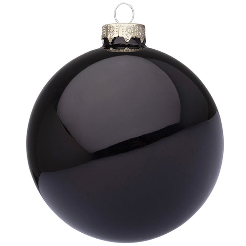 Palline per albero di Natale in vetro decorate color Nero Lucido