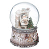Sfera di cristallo natalizia Babbo Natale con caminetto in poliresina decorazione per interno h14 cm