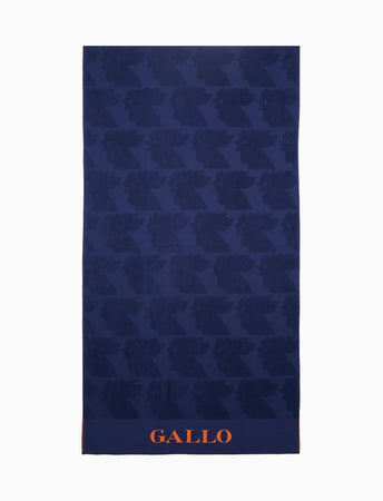 Telo mare unisex Gallo blu in cotone con scritta a contrasto, ideale per spiaggia o piscina dietro