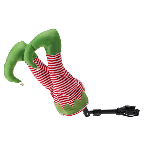 Gambe elfo a batteria con movimento per decorazioni natalizie h 37 cm