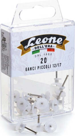 Ganci per quadri con spilli Leone - 12-17 mm - Leone - conf. 20 pezzi Cancelleria e prodotti per ufficio/Archivio ufficio e accessori per scrivania/Nastri colle elastici e graffette/Graffette molle fermacarte e anelli Eurocartuccia - Pavullo, Commerciovirtuoso.it