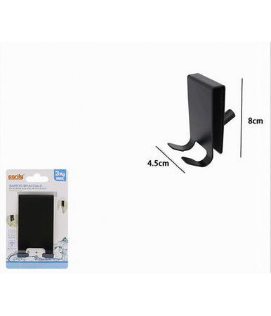 Gancio Bifacciale Per Box Doccia 3 Ganci Accappatoio Tergivetro Bagno Nero 87773