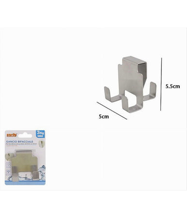Gancio Bifacciale Per Porta Box Doccia Con 3 Ganci Accappatoio Telo Bagno 87767