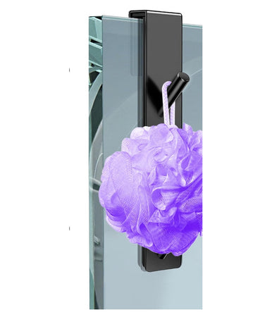 Gancio Doppio Per Porta Box Doccia Appendere Asciugamani Bagno 4x18cm Nero 87771