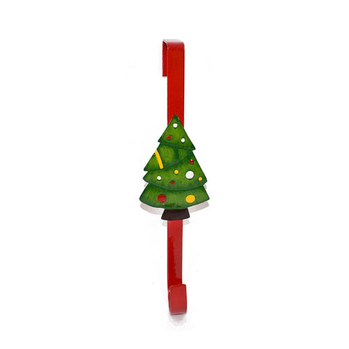 Gancio natalizio in metallo con decorazioni soggetti natalizi h 31 cm
