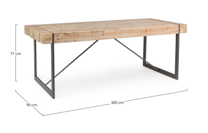 Tavolo Garrett rettangolare, con gambe, piano in legno di abete, stile industriale