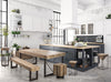 Tavolo Garrett rettangolare, con gambe, piano in legno di abete, stile industriale