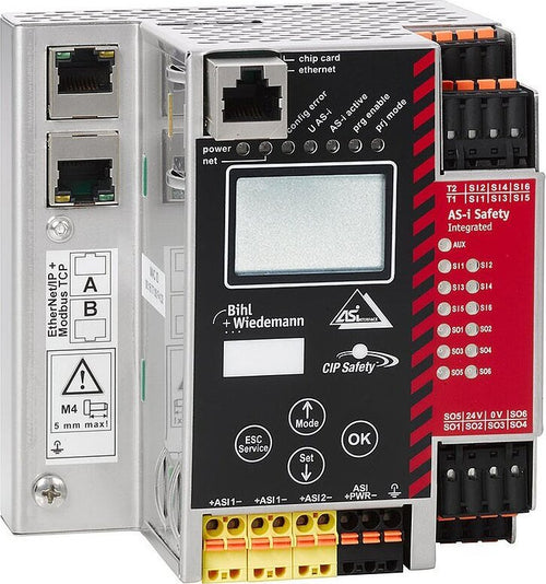 Gateway ASi-3 CIP Safety su EtherNet/IP + ModbusTCP con monitor di sicurezza integrato, 2 master ASi BWU2742 - EX DEMO