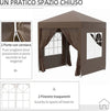 Gazebo-2x2-m-Pieghevole-con-4-Pareti-Rimovibili-e-Borsa-da-Trasporto,-in-Metallo-e-Poliestere,-Marrone--100110-066CE