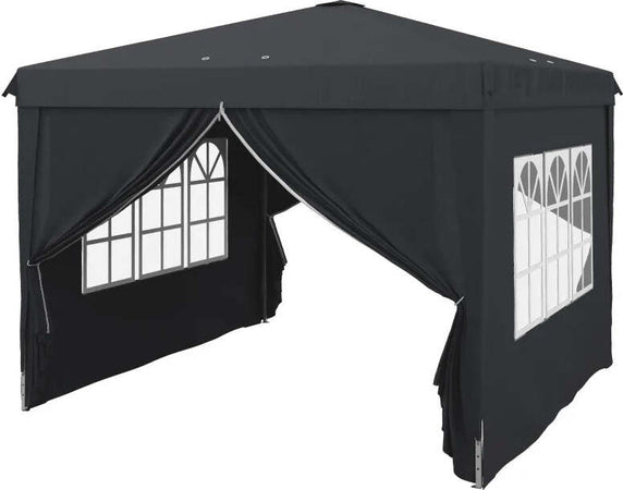 Gazebo-3x3-ad-Altezza-Regolabile-con-Fori-di-Drenaggio-e-Borsa-da-Trasporto,-in-Metallo,-Grigio-84C-460V00CG