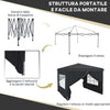Gazebo-3x3-ad-Altezza-Regolabile-con-Fori-di-Drenaggio-e-Borsa-da-Trasporto,-in-Metallo,-Grigio-84C-460V00CG