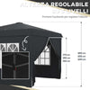 Gazebo-3x3-ad-Altezza-Regolabile-con-Fori-di-Drenaggio-e-Borsa-da-Trasporto,-in-Metallo,-Grigio-84C-460V00CG