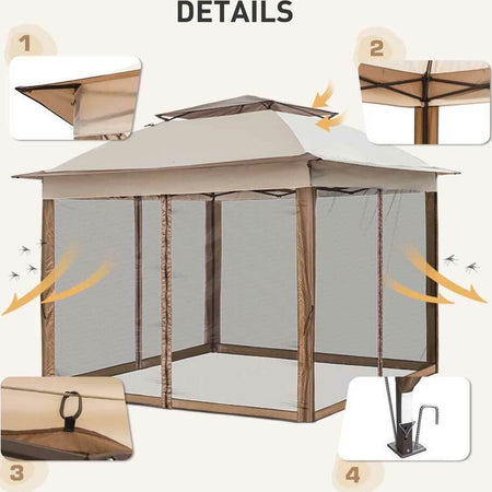 Gazebo-3x3-Mt-Pieghevole-Impermeabile-con-Tende-Zanzariere-e-Borsa-x-trasporto