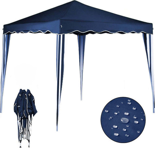 Gazebo-3x3-Pieghevole-Blu-Impermeabile-Richiudibile-Tendone-Giardino-Con-Sacca