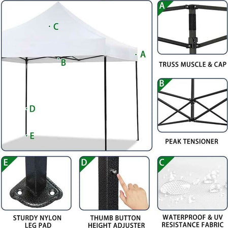 Gazebo-3x3-Pieghevole-Impermeabile-Richiudibile-Fisarmonica-Fiera-mercato-Bianco
