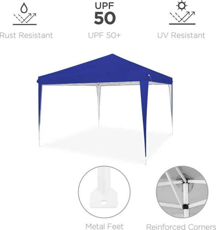 Gazebo-3x3-Pieghevole-Impermeabile-Richiudibile-Fisarmonica-Fiera-mercato-Blu