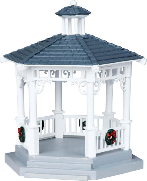 Gazebo bianco e azzurro decorato, edificio per villaggio di Natale in plastica Casa e cucina/Decorazioni per interni/Addobbi e decorazioni per ricorrenze/Decorazioni natalizie/Oggettistica MagiediNatale.it - Altamura, Commerciovirtuoso.it