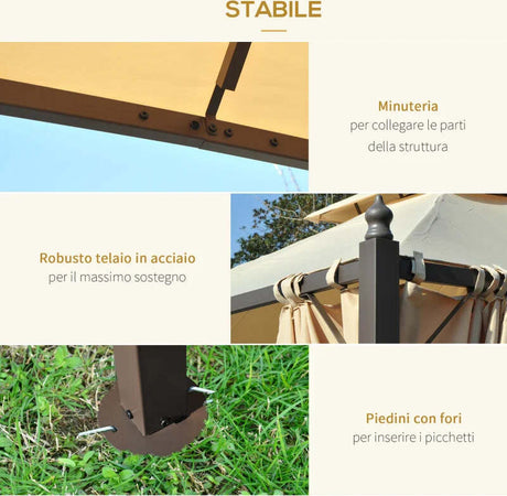 Gazebo-da-Giardino-3-x-3m-con-4-Tende-Laterali-e-Doppio-Tetto-Beige-84C-033