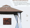Gazebo-da-Giardino-3x3m-con-Zanzariera,-Telaio-in-Acciaio-e-Doppio-Tettuccio,-Bianco-84C-010CF