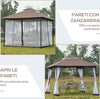 Gazebo-da-Giardino-3x3m-con-Zanzariera,-Telaio-in-Acciaio-e-Doppio-Tettuccio,-Bianco-84C-010CF