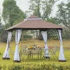 Gazebo-da-Giardino-3x3m-con-Zanzariera,-Telaio-in-Acciaio-e-Doppio-Tettuccio,-Bianco-84C-010CF