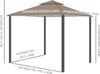 Gazebo-da-Giardino-3x3m-con-Zanzariera,-Telaio-in-Acciaio-e-Doppio-Tettuccio,-Bianco-84C-010CF