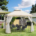 Gazebo-da-Giardino-3x3m-con-Zanzariera,-Telaio-in-Acciaio-e-Doppio-Tettuccio,-Bianco-84C-100