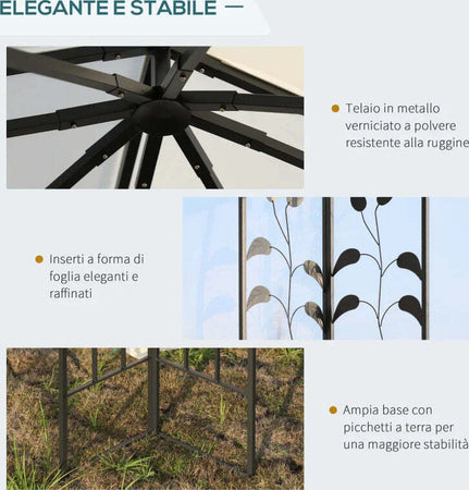 Gazebo-da-Giardino-3x3m-con-Zanzariera,-Telaio-in-Acciaio-e-Doppio-Tettuccio,-Bianco-84C-100