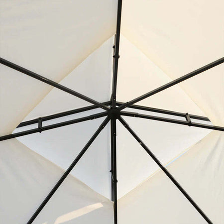 Gazebo-da-Giardino-3x3m-con-Zanzariera,-Telaio-in-Acciaio-e-Doppio-Tettuccio,-Bianco-84C-100