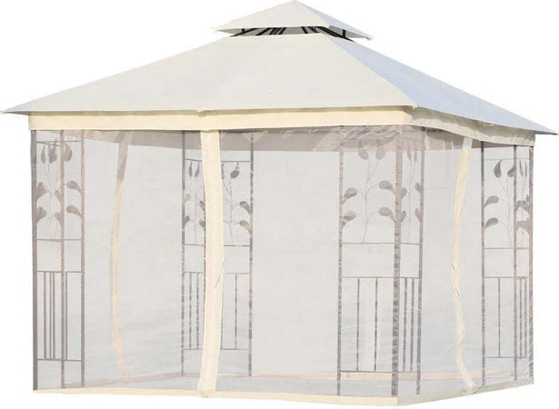 Gazebo-da-Giardino-3x3m-con-Zanzariera,-Telaio-in-Acciaio-e-Doppio-Tettuccio,-Bianco-84C-100