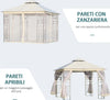 Gazebo-da-Giardino-3x3m-con-Zanzariera,-Telaio-in-Acciaio-e-Doppio-Tettuccio,-Bianco-84C-100