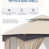 Gazebo-da-Giardino-3x3m-in-Acciaio-con-Doppio-Tettuccio-e-Tende,-Beige-e-Grigio-84C-368V00BG