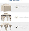 Gazebo-da-Giardino-3x3m-in-Acciaio-con-Doppio-Tettuccio-e-Tende,-Beige-e-Grigio-84C-368V00BG