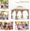 Gazebo-da-Giardino-3x3m-in-Metallo-con-Zanzariere-e-Tettuccio-in-Poliestere,-Beige-84C-005