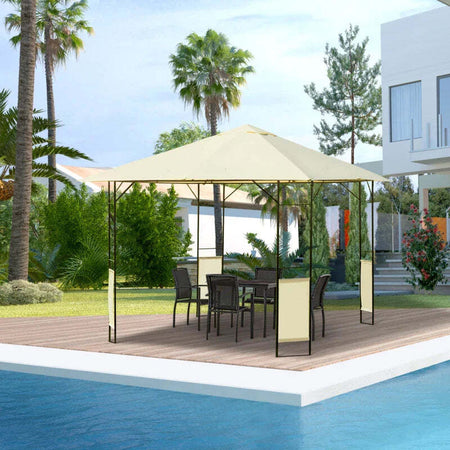 Gazebo-da-Giardino-3x3m-in-Metallo-Nero-con-Tettuccio-Crema-01-0867
