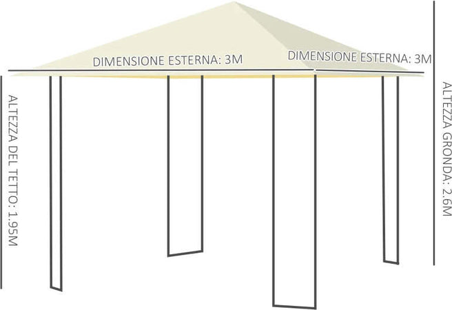 Gazebo-da-Giardino-3x3m-in-Metallo-Nero-con-Tettuccio-Crema-01-0867