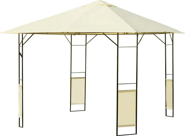 Gazebo-da-Giardino-3x3m-in-Metallo-Nero-con-Tettuccio-Crema-01-0867