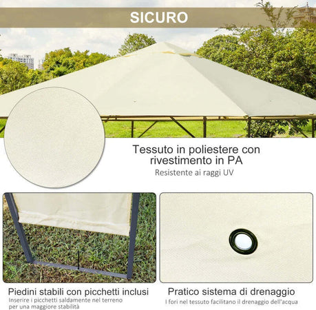 Gazebo-da-Giardino-3x3m-in-Metallo-Nero-con-Tettuccio-Crema-01-0867