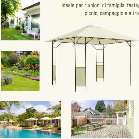 Gazebo-da-Giardino-3x3m-in-Metallo-Nero-con-Tettuccio-Crema-01-0867