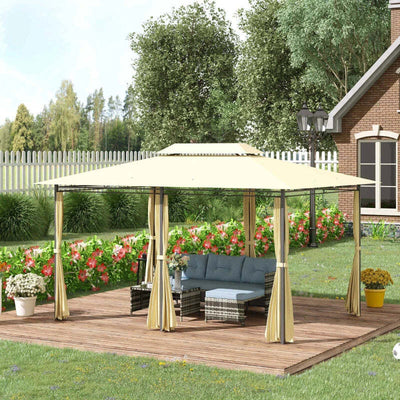 Gazebo-da-Giardino-3x4-m-con-Tende-e-Tetto-a-2-Livelli-Bianco-Crema-01-0154