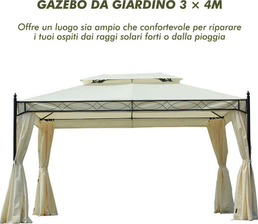 Gazebo-da-Giardino-3x4m-in-Acciaio-con-Doppio-Tetto-e-4-Tende-Laterali,-Crema-01-0872