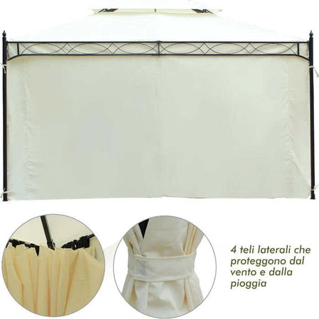 Gazebo-da-Giardino-3x4m-in-Acciaio-con-Doppio-Tetto-e-4-Tende-Laterali,-Crema-01-0872