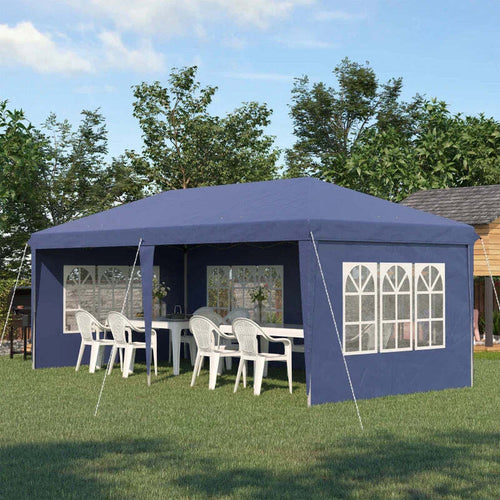 Gazebo-da-Giardino-6x3-m-Regolabile-in-Altezza-con-Pareti-Removibili,-in-Acciaio-e-Poliestere,-Blu-84C-431V00BU