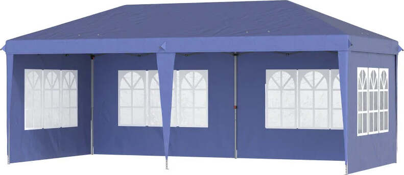 Gazebo-da-Giardino-6x3-m-Regolabile-in-Altezza-con-Pareti-Removibili,-in-Acciaio-e-Poliestere,-Blu-84C-431V00BU