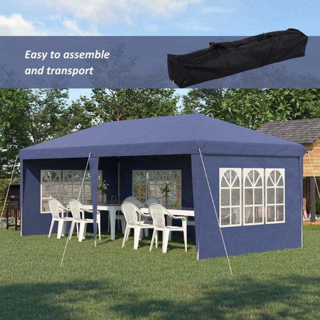 Gazebo-da-Giardino-6x3-m-Regolabile-in-Altezza-con-Pareti-Removibili,-in-Acciaio-e-Poliestere,-Blu-84C-431V00BU